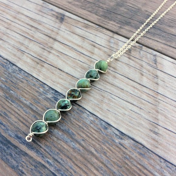 African Turquoise necklace, Sterling Silver, healing jewelry, crystal necklace - Picture 2 of 7